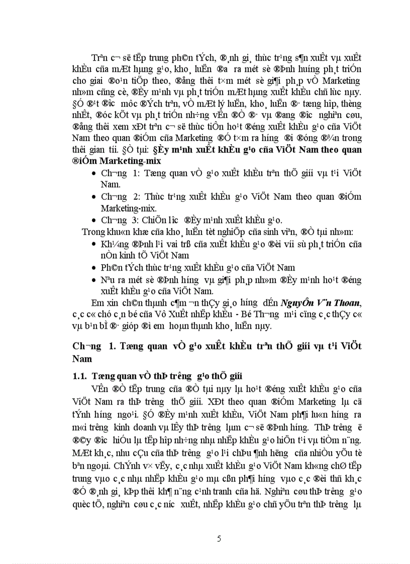 image for page Đẩy mạnh xuất khẩu gạo của Việt Namtheo quan điểm Marketing-mix ã Chương 1