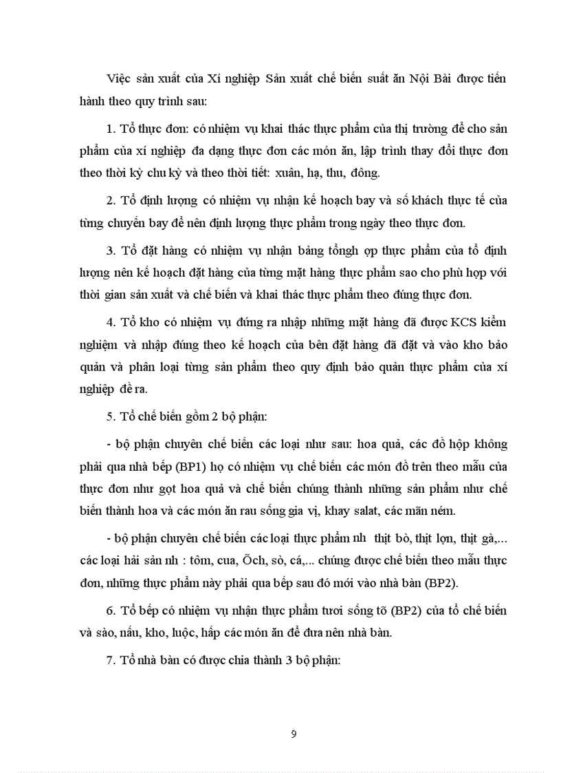 image for page Báo cáo tổng hợp về Xí nghiệp Sản xuất chế biến suất ăn sân bay Nội Bài