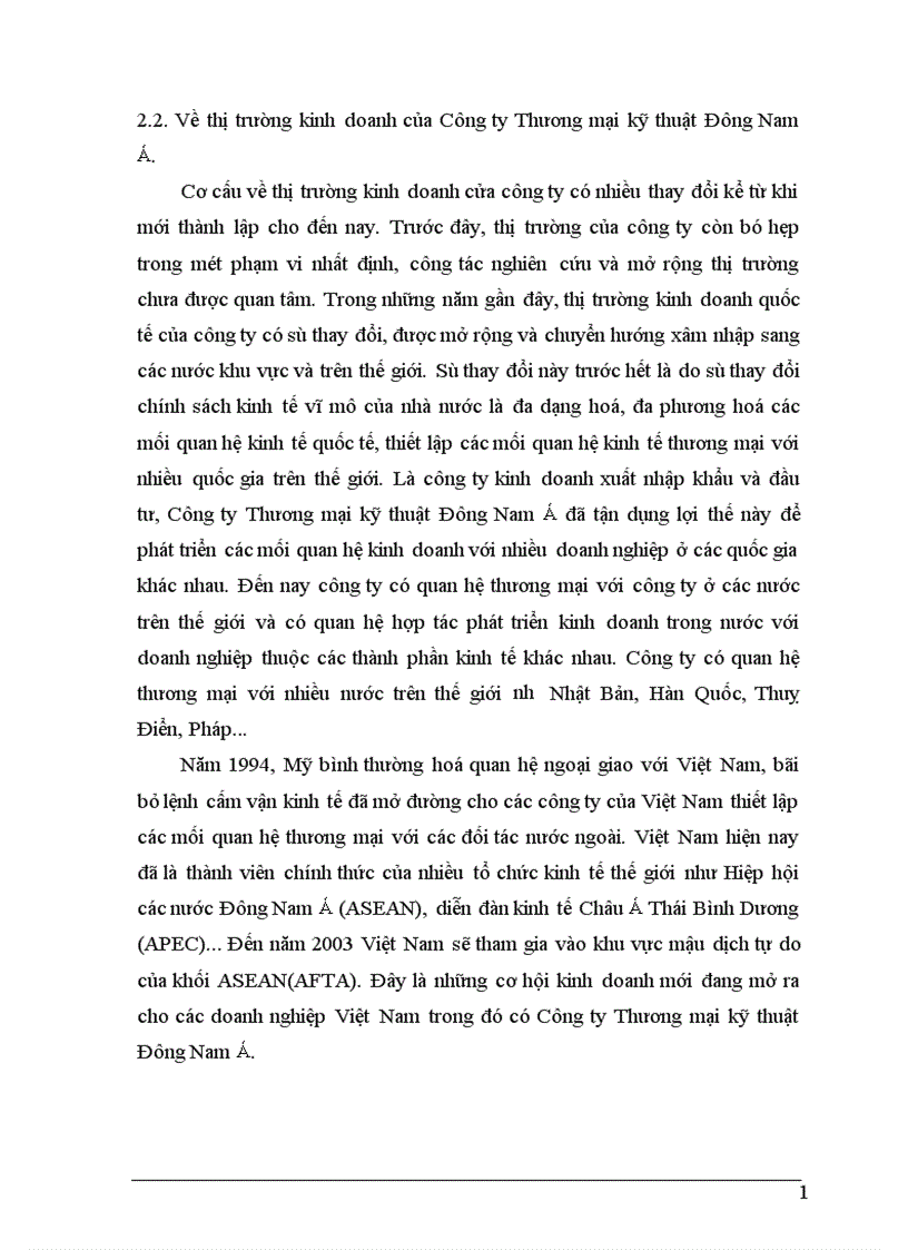 image for page Hoạt động sản xuất kinh doanh của Công ty Thương maị kỹ thuật Đông Nam á.