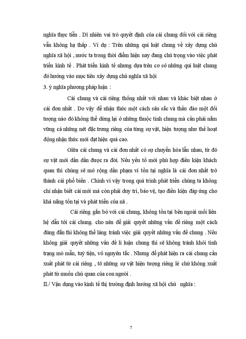 image for page Mối quan hệ biện chứng giữa cái chung và cái riêng để vận dụng vào thực tiễn xây dựng nền kinh tế thị trường định hướng xã hội chủ nghĩa ở nước ta.