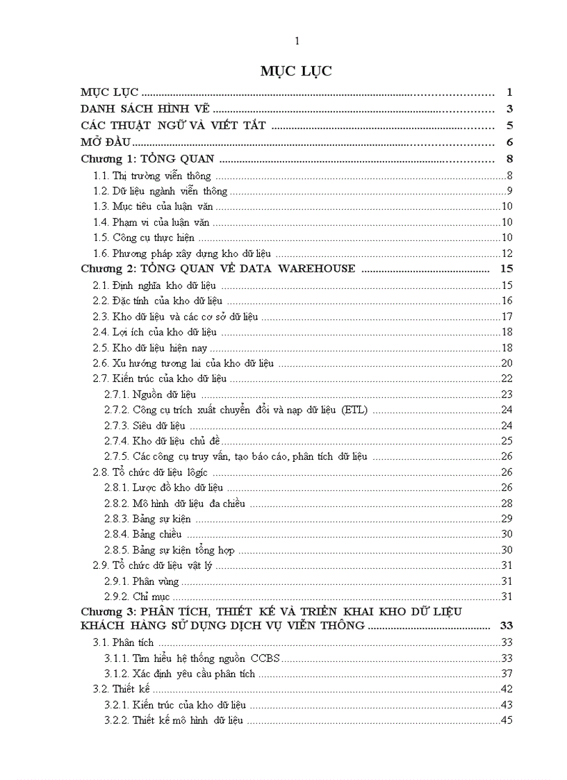 image for page Phân tích, thiết kế và triến khai DWH khách hàng sử dụng dịch vụ viễn thông.