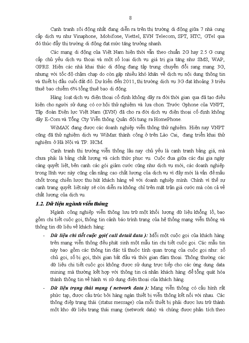 image for page Phân tích, thiết kế và triến khai DWH khách hàng sử dụng dịch vụ viễn thông.