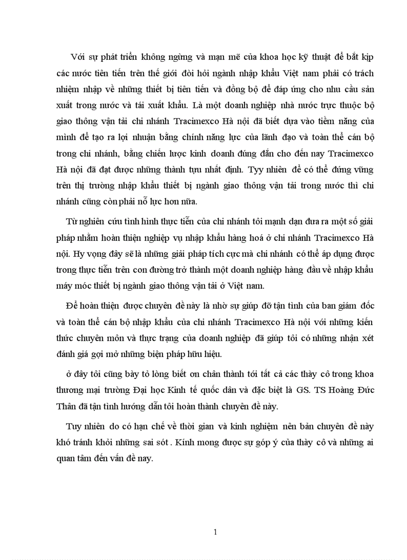 image for page Hoàn thiện nghiệp vụ nhập khẩu hàng hoá ở chi nhánh Tracimexco Hà nội