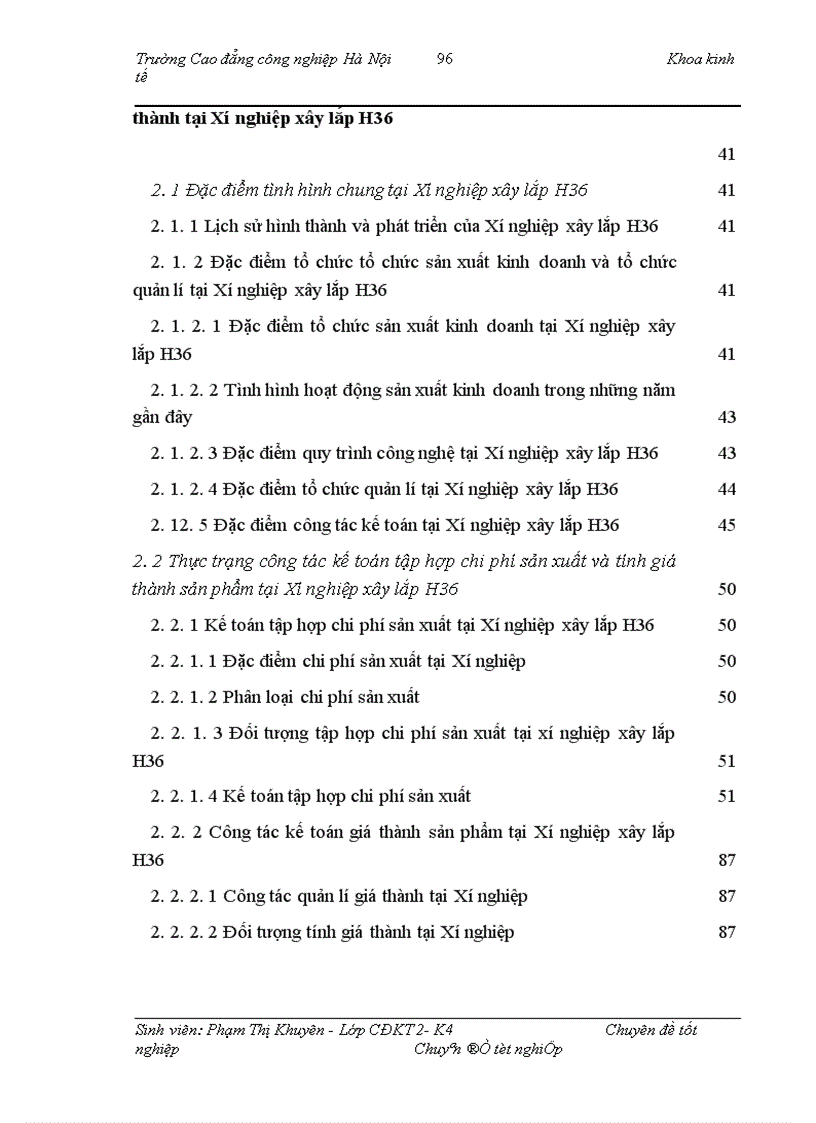 image for page Hoàn thiện công tác kế toán tập hợp chi phí sản xuất và tính giá thành sản phẩm xây lắp tại Xí nghiệp xây lắp H36