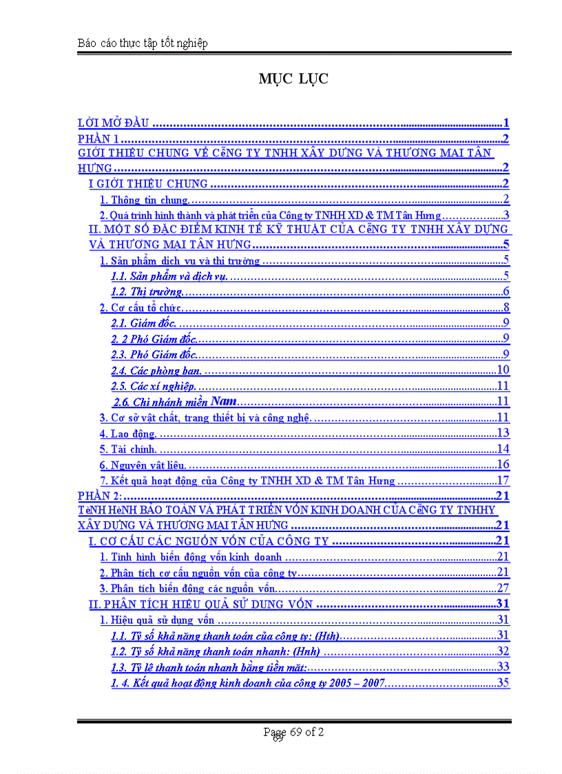 image for page Bảo toàn phát triển sử dụng vốn kinh doanh ở Công ty TNHH Xây dựng và Thương mại Tân Hưng