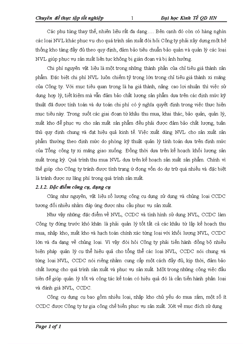 image for page Hoàn thiện công tác tổ chức kế toán nguyên vật liệu, công cụ dụng cụ tại Công ty Cổ phần Xi măng Bỉm Sơn
