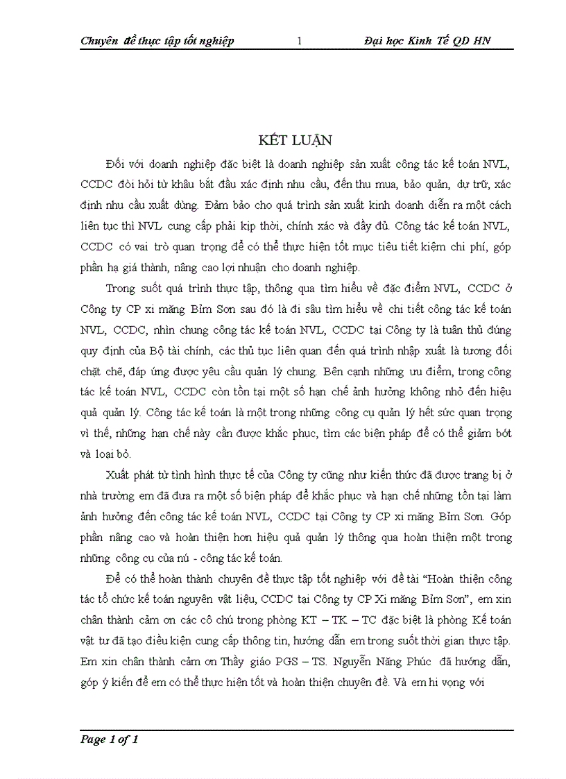 image for page Hoàn thiện công tác tổ chức kế toán nguyên vật liệu, công cụ dụng cụ tại Công ty Cổ phần Xi măng Bỉm Sơn