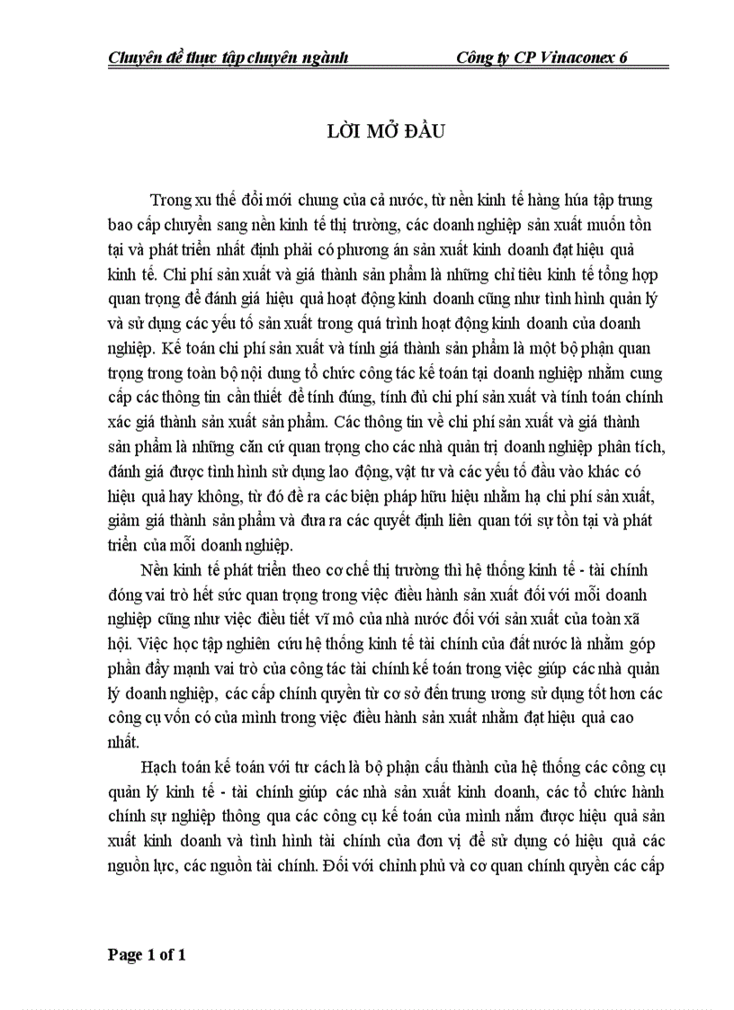 image for page Kế toán chi phí sản xuất và tính giá thành sản phẩm tại Công ty CP Vinaconex 6