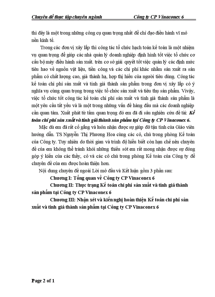 image for page Kế toán chi phí sản xuất và tính giá thành sản phẩm tại Công ty CP Vinaconex 6