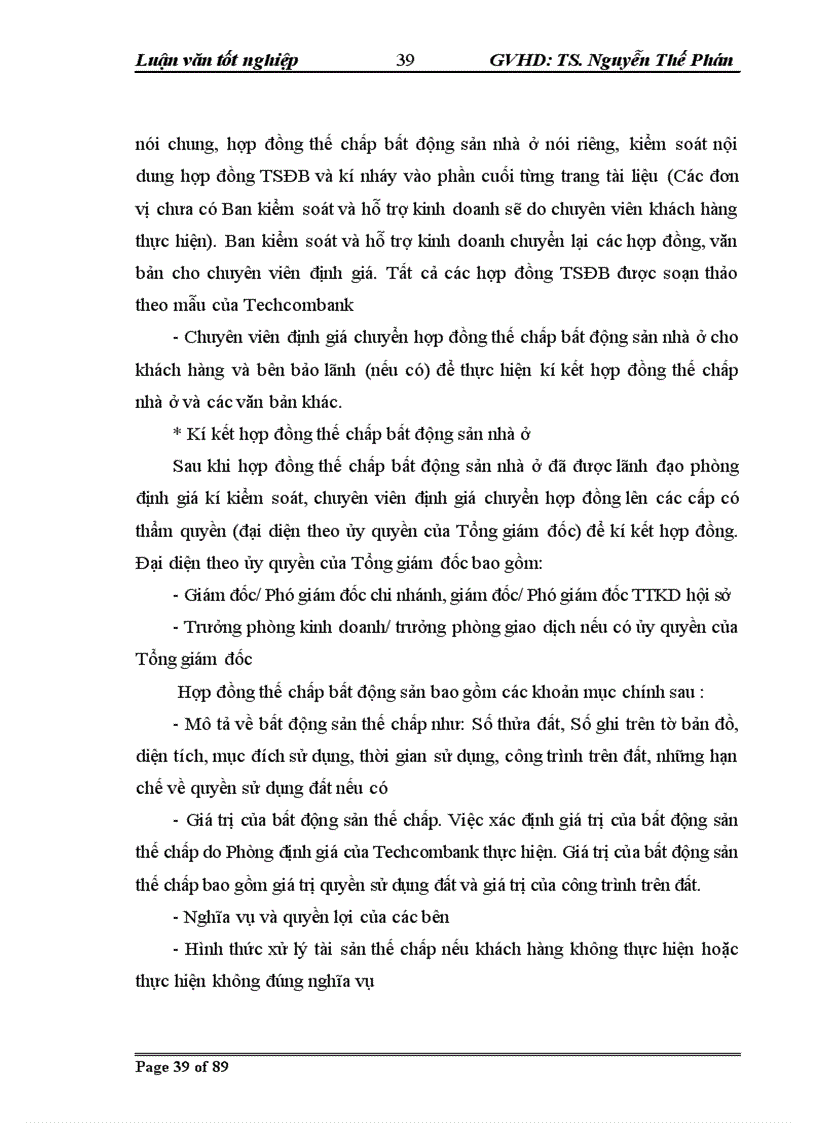 image for page Quy trình định giá Bất động thế chấp là nhà ở tại Ngân hàng Thương mại Cổ phần Kỹ thương Việt Nam - Techcombank