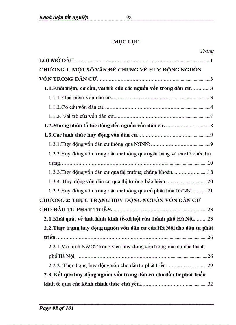 image for page Huy động nguồn vốn trong dân cư cho phát triển kinh tế thành phố Hà Nội. Thực trạng và giải pháp.