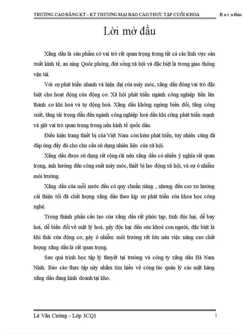 image for page Báo cáo thực tập cuối khoá tại công ty xăng dầu Hà Nam Ninh