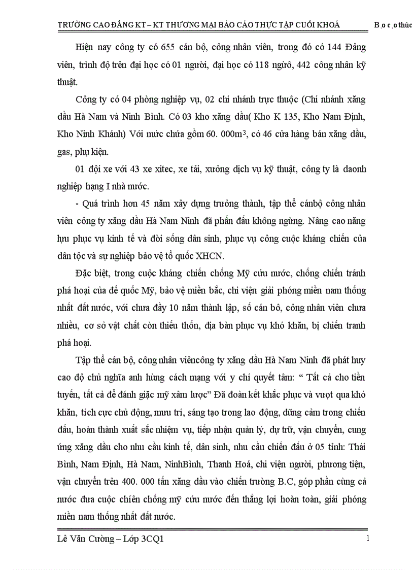 image for page Báo cáo thực tập cuối khoá tại công ty xăng dầu Hà Nam Ninh