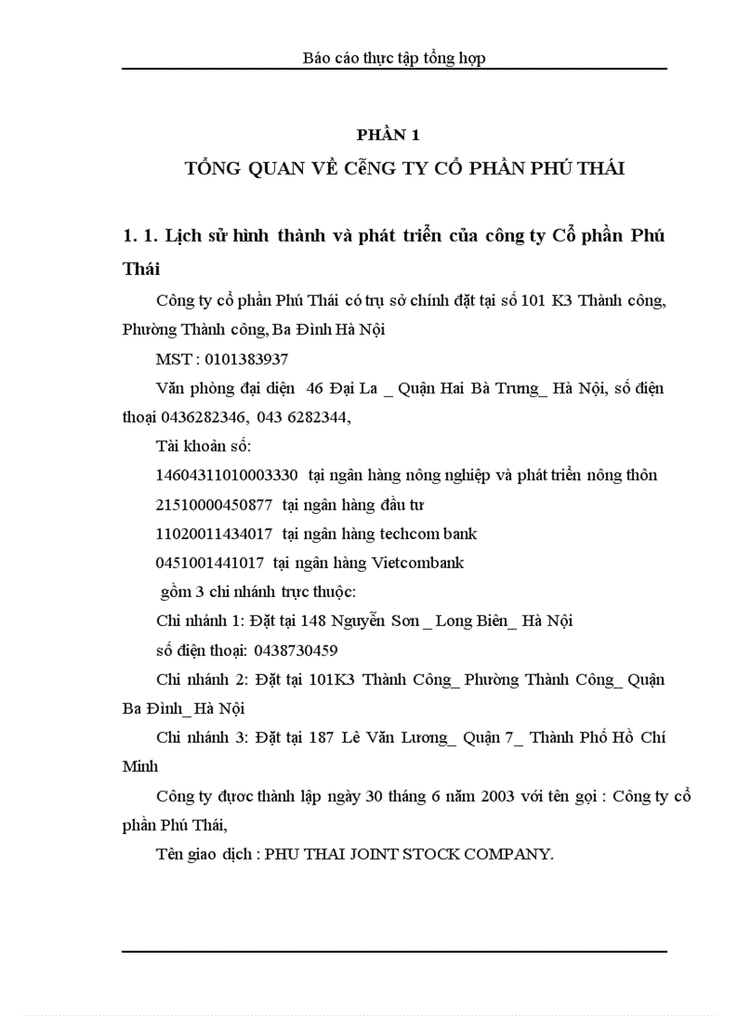 image for page Báo cáo thực tập tổng hợp tại công ty cổ phần Phú Thái