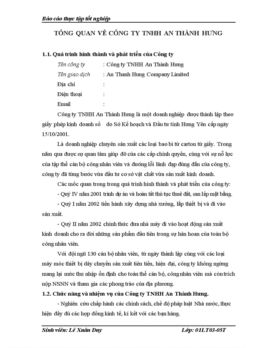 image for page Báo cáo thực tập tốt nghiệp tại Công ty TNHH An Thành Hưng