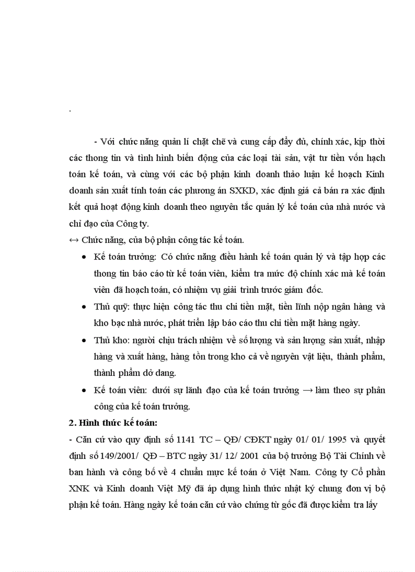 image for page Báo cáo thực tập tại Công ty Cồ phần XNK và Kinh doanh Việt Mỹ