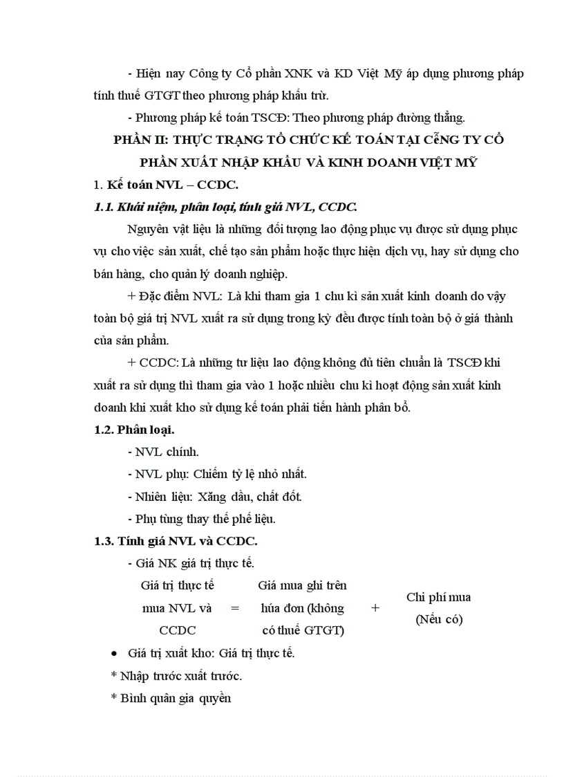 image for page Báo cáo thực tập tại Công ty Cồ phần XNK và Kinh doanh Việt Mỹ