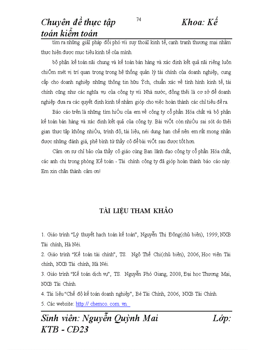 image for page Hoàn thiện kế toán bán hàng và xác định kết quả tại Công ty cổ phần Hóa chất