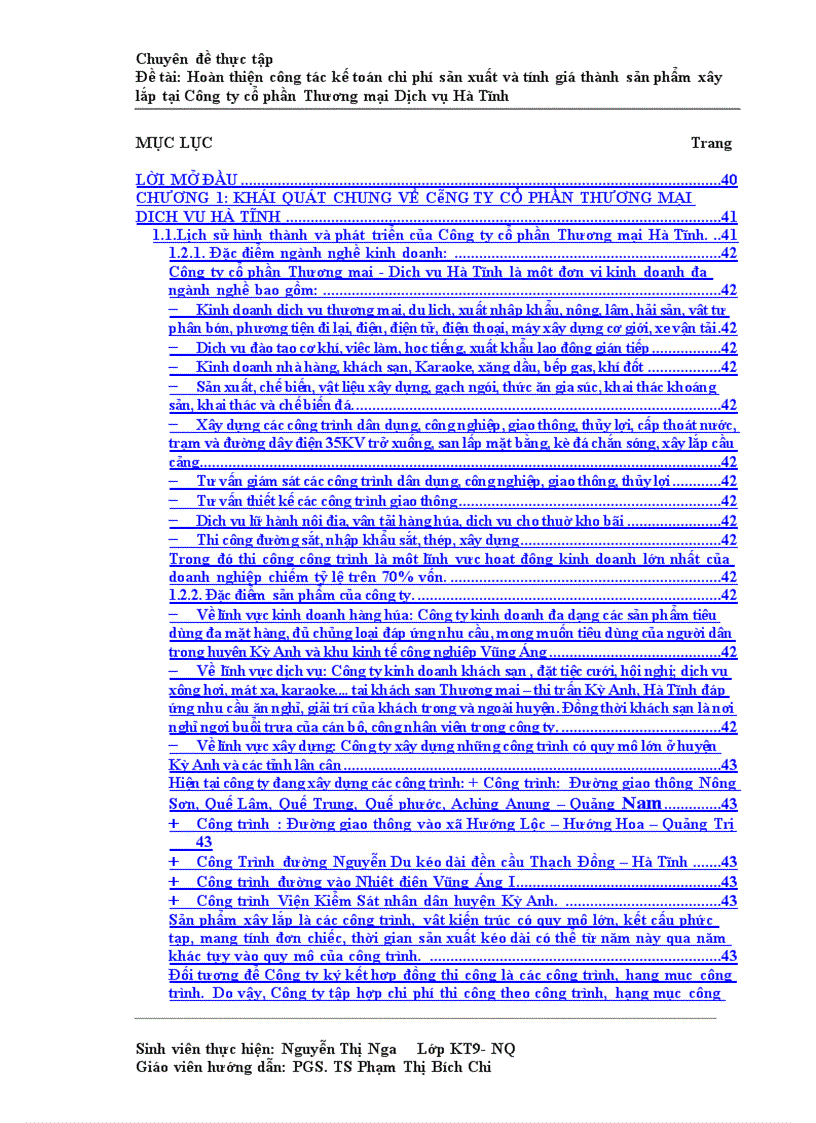 image for page Hoàn thiện công tác kế toán chi phí sản xuất và tính giá thành sản phẩm xây lắp tại Công ty cổ phần Thương mại Dịch vụ Hà Tĩnh