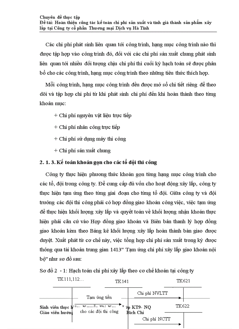 image for page Hoàn thiện công tác kế toán chi phí sản xuất và tính giá thành sản phẩm xây lắp tại Công ty cổ phần Thương mại Dịch vụ Hà Tĩnh