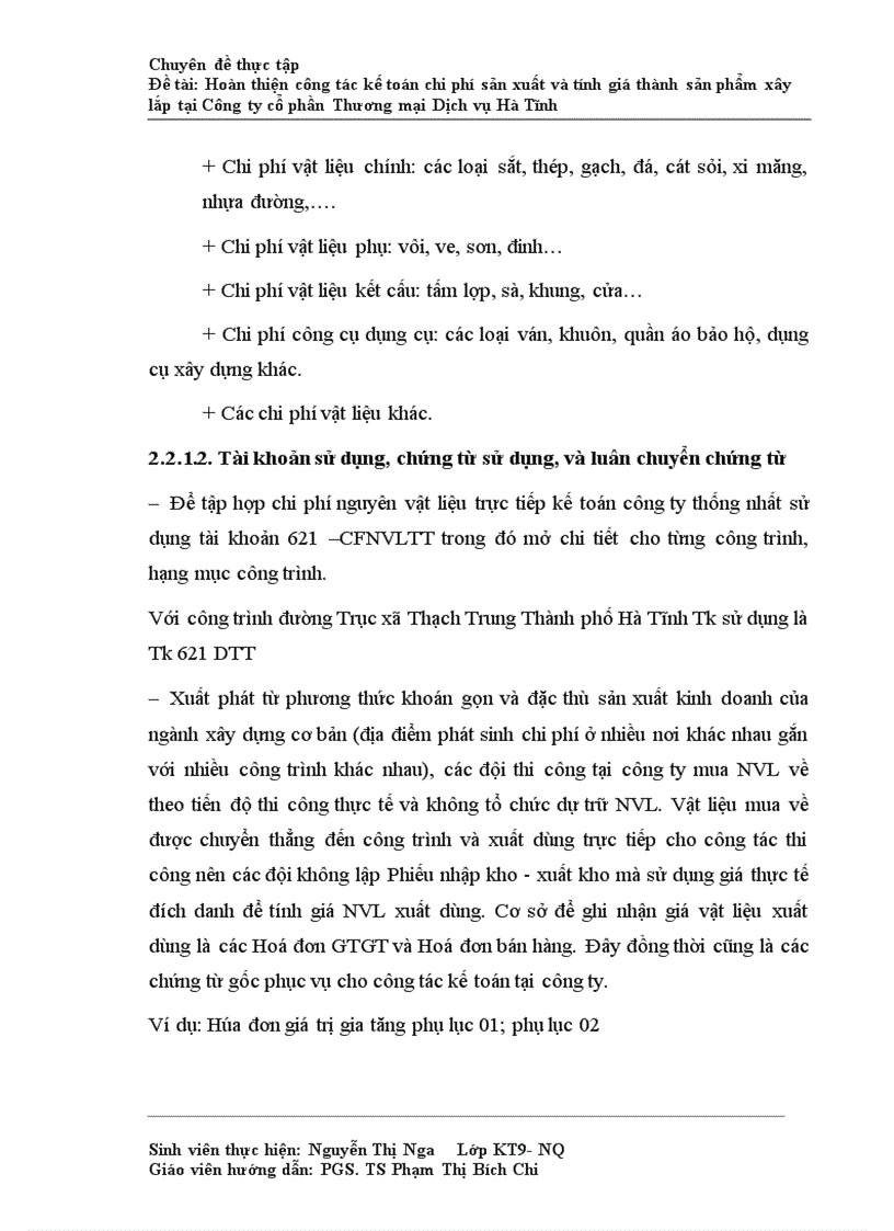 image for page Hoàn thiện công tác kế toán chi phí sản xuất và tính giá thành sản phẩm xây lắp tại Công ty cổ phần Thương mại Dịch vụ Hà Tĩnh