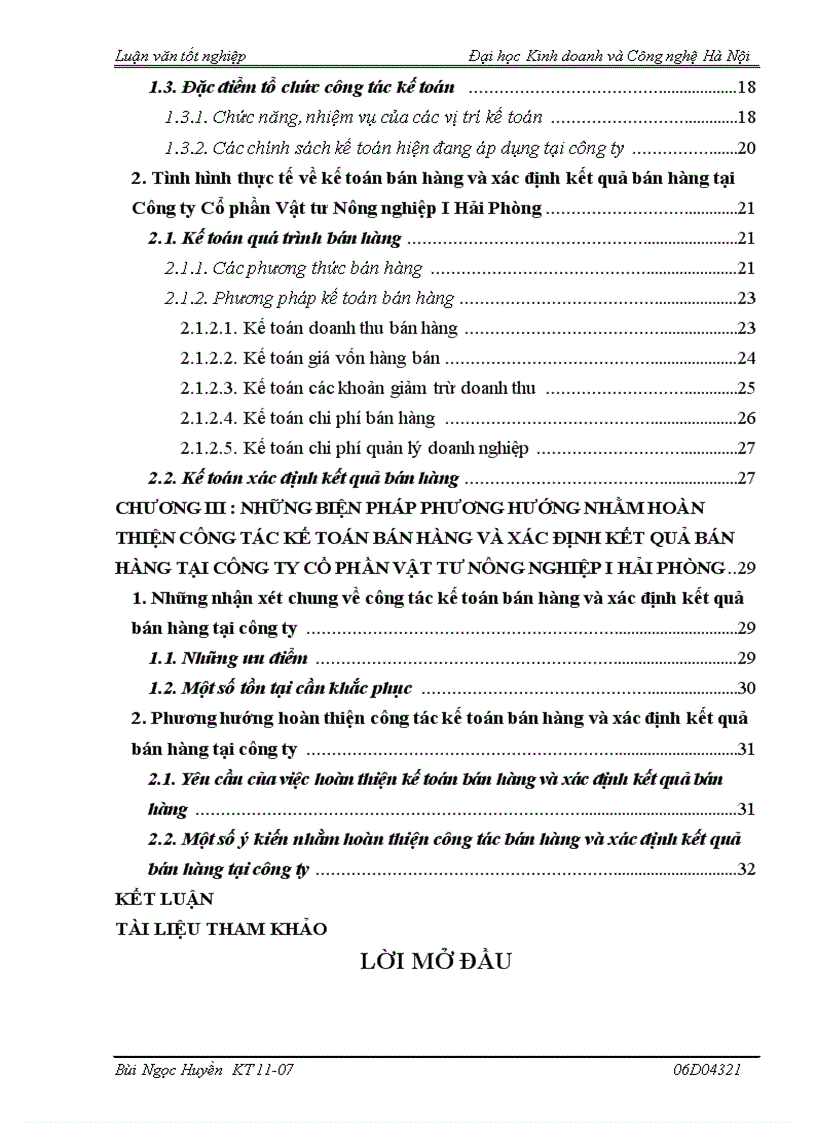 image for page Kế toán bán hàng và xác định kết quả bán hàng tại Công ty Cổ phần Vật tư Nông nghiệp I Hải Phòng