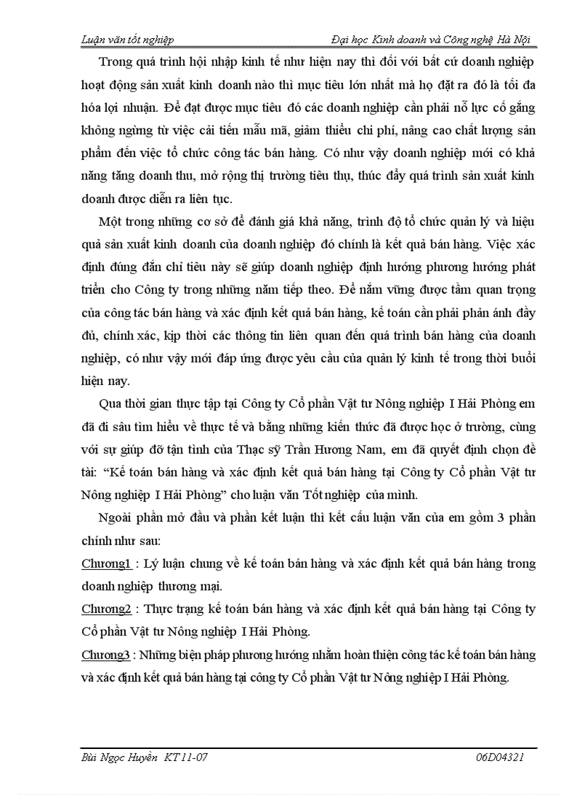 image for page Kế toán bán hàng và xác định kết quả bán hàng tại Công ty Cổ phần Vật tư Nông nghiệp I Hải Phòng