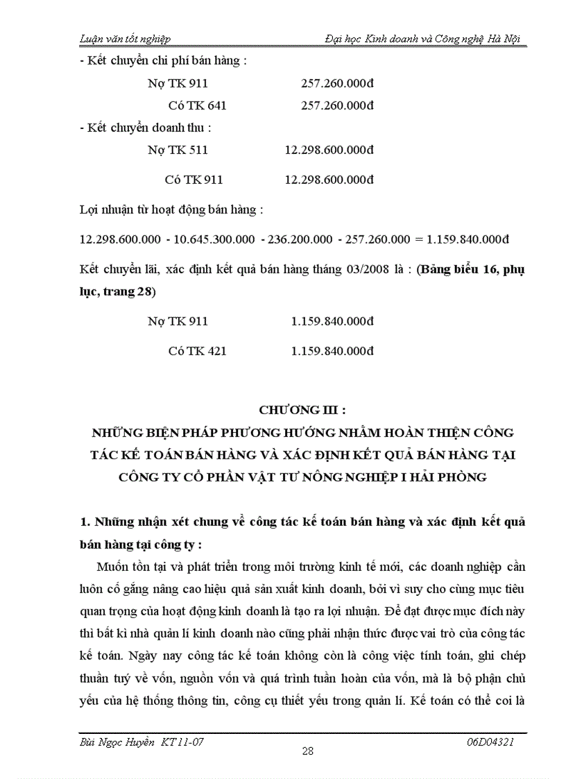 image for page Kế toán bán hàng và xác định kết quả bán hàng tại Công ty Cổ phần Vật tư Nông nghiệp I Hải Phòng