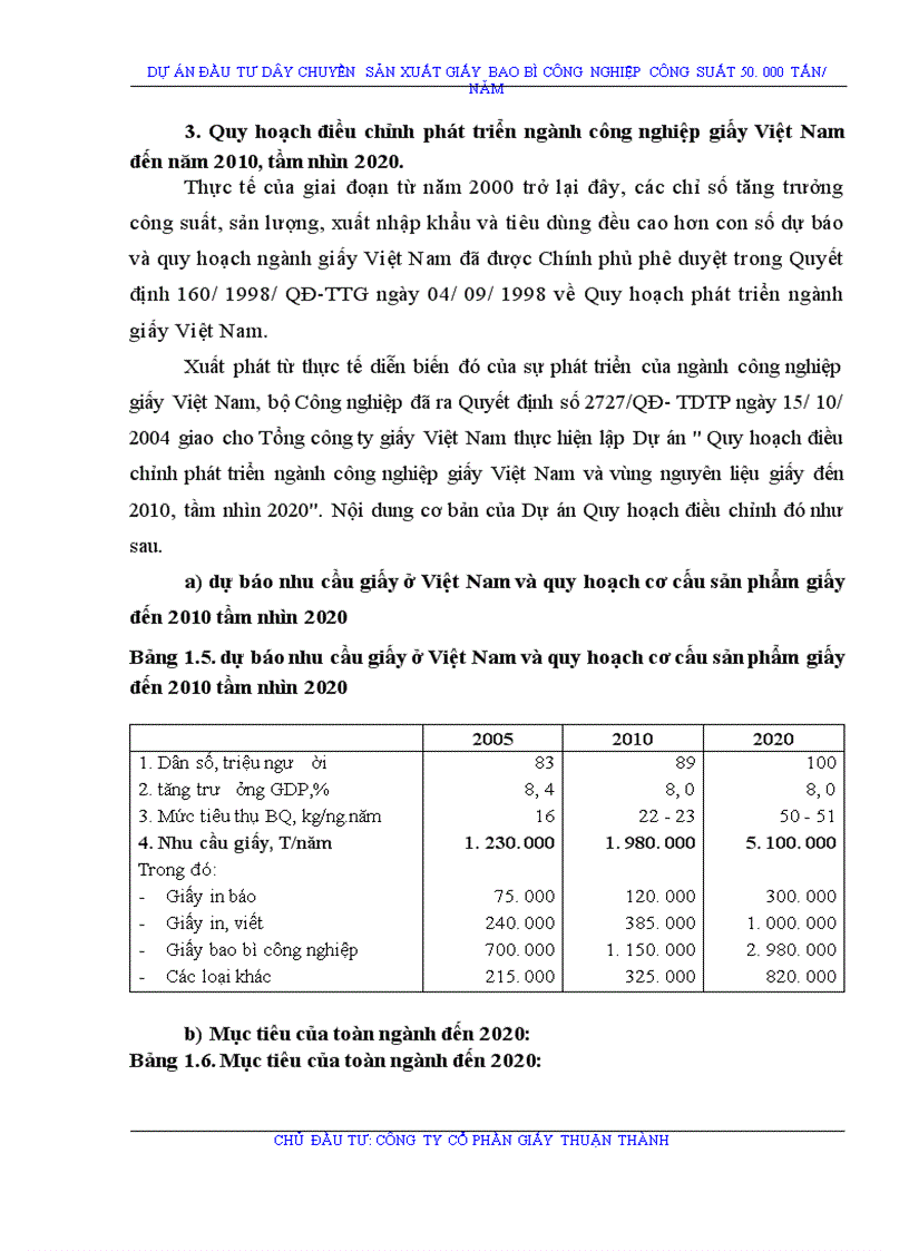 image for page Giới thiệu và Xác định tính khả thi của dự án Công ty Cổ Phần giấy Thuận Thành