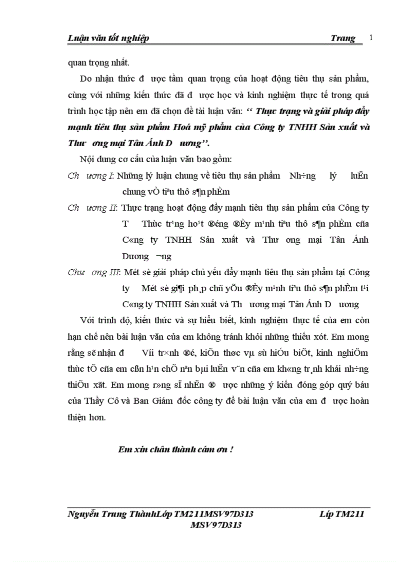 image for page Thực trạng và giải pháp đẩy mạnh tiêu thụ sản phẩm Hoá mỹ phẩm của Công ty Tnhh Sản xuất và Thương mại Tân ánh dương