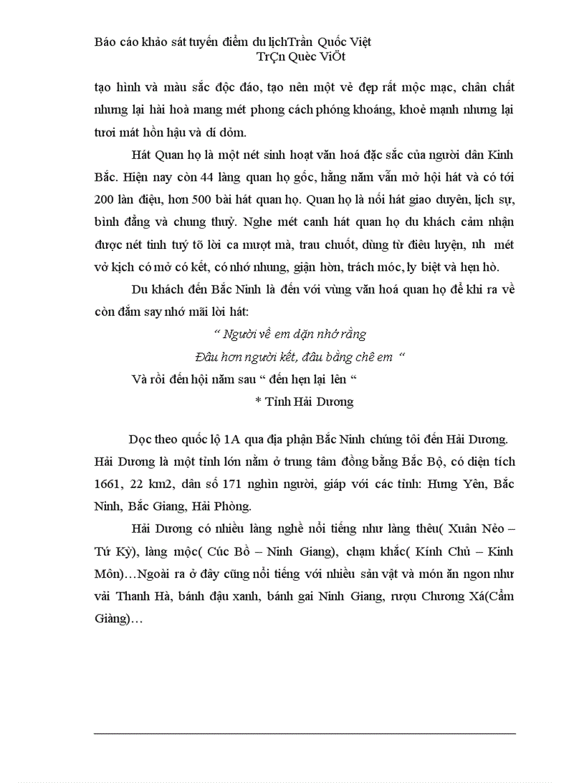 image for page Báo cáo khảo sát tuyến điểm du lịch
