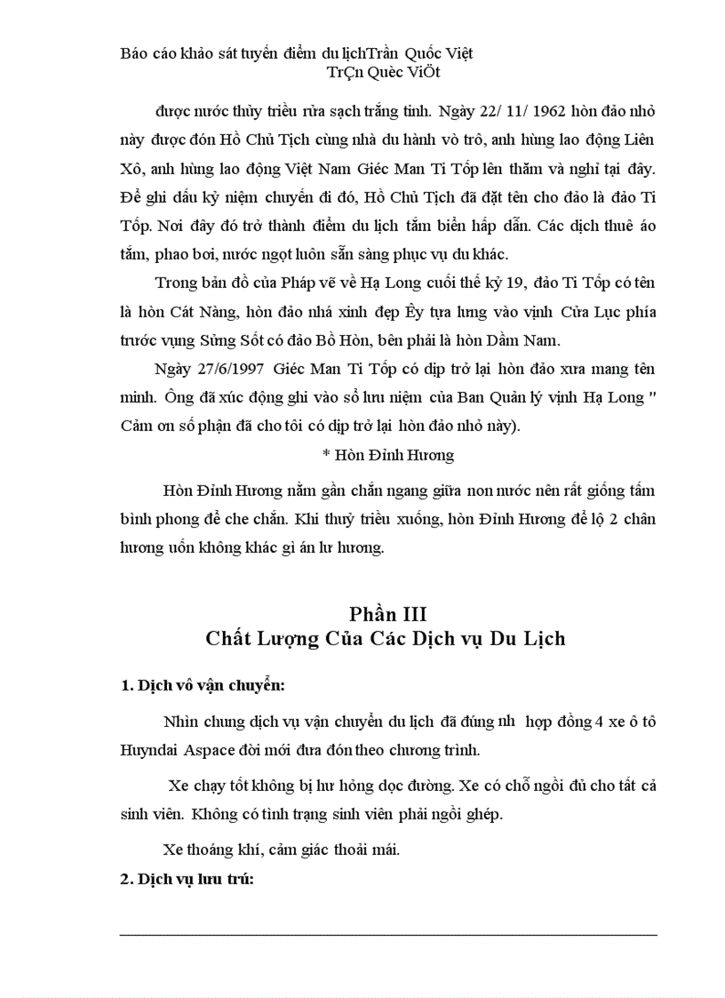 image for page Báo cáo khảo sát tuyến điểm du lịch