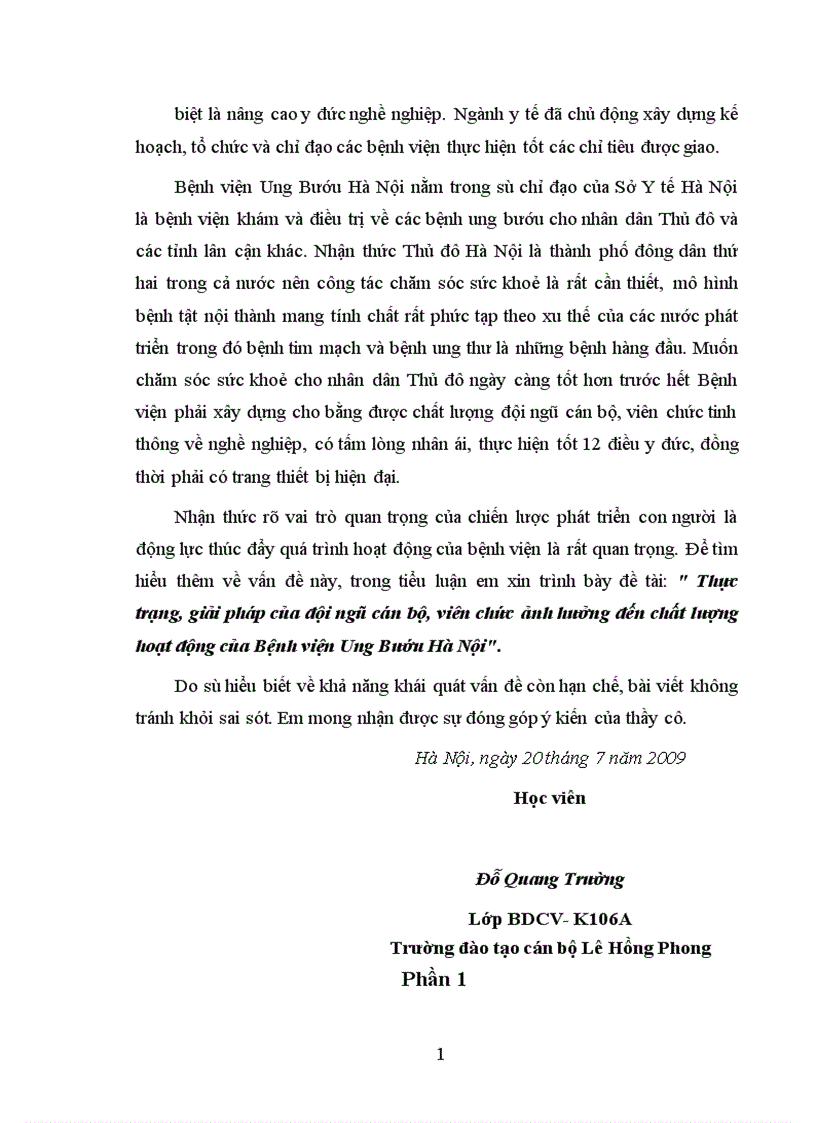 image for page Thực trạng, giải pháp của đội ngũ cán bộ, viên chức ảnh hưởng đến chất lượng hoạt động của Bệnh viện Ung Bướu Hà Nội