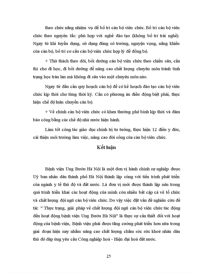 image for page Thực trạng, giải pháp của đội ngũ cán bộ, viên chức ảnh hưởng đến chất lượng hoạt động của Bệnh viện Ung Bướu Hà Nội