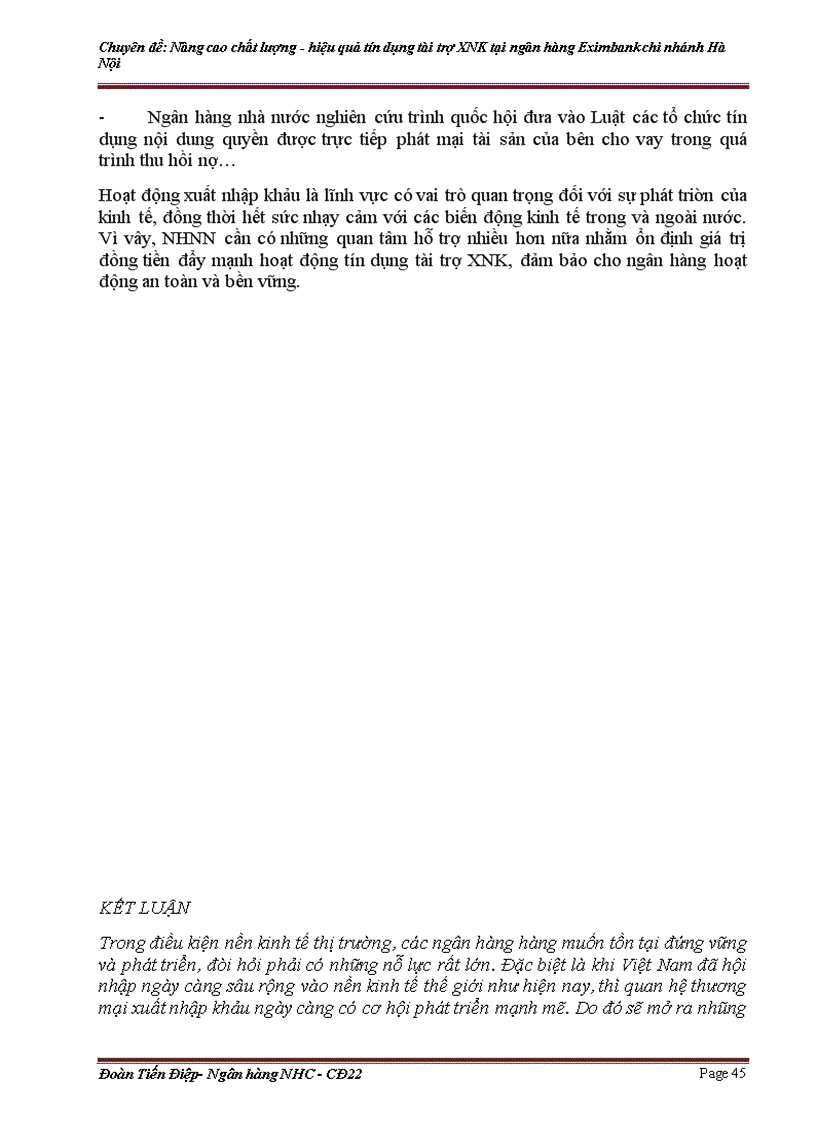 image for page Nâng cao chất lượng-hiệu quả tín dụng tài trợ xuất nhập khẩu tại ngân hàng Eximbank chi nhánh Hà Nội