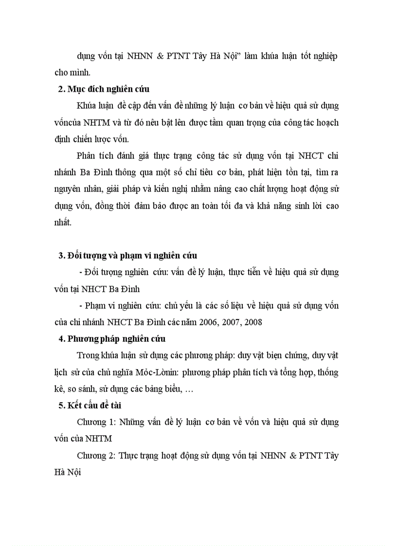 image for page Nâng cao hiệu qủa sử dụng vốn tại NHNN&PTNT Tây Hà Nội