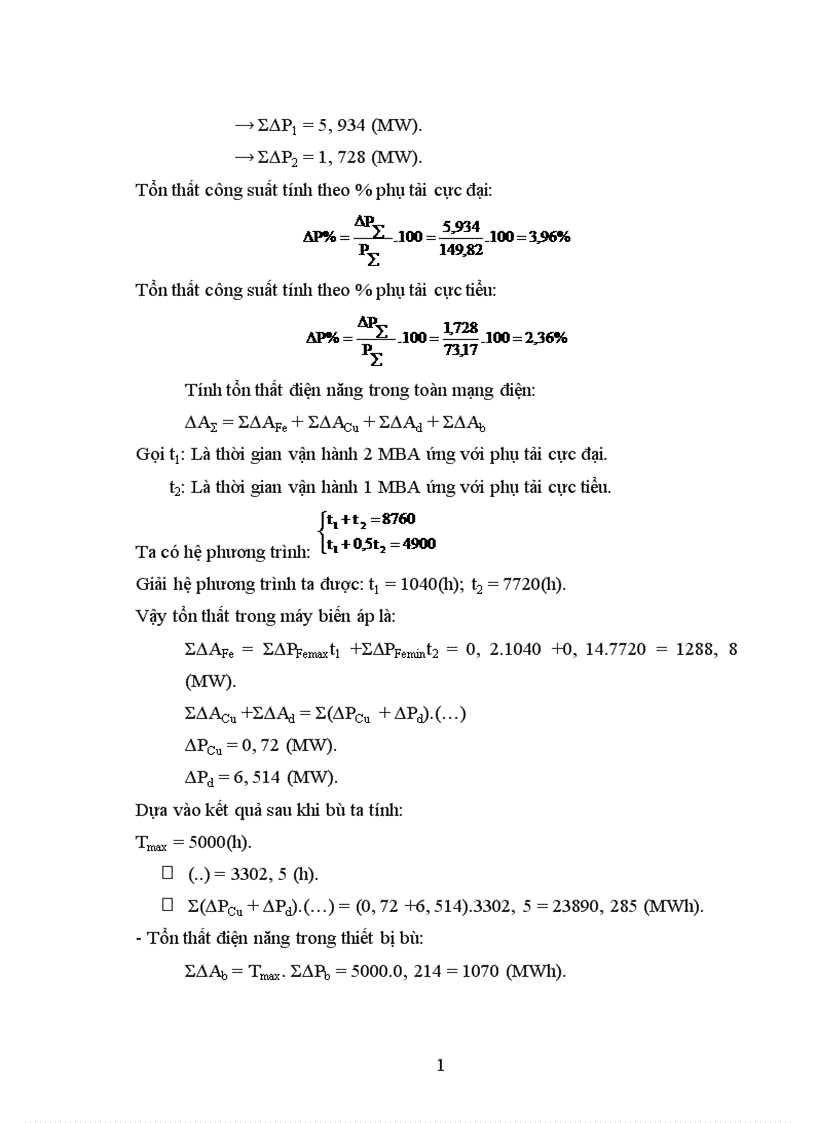 image for page Tính giá thành tải điện của mạng điện