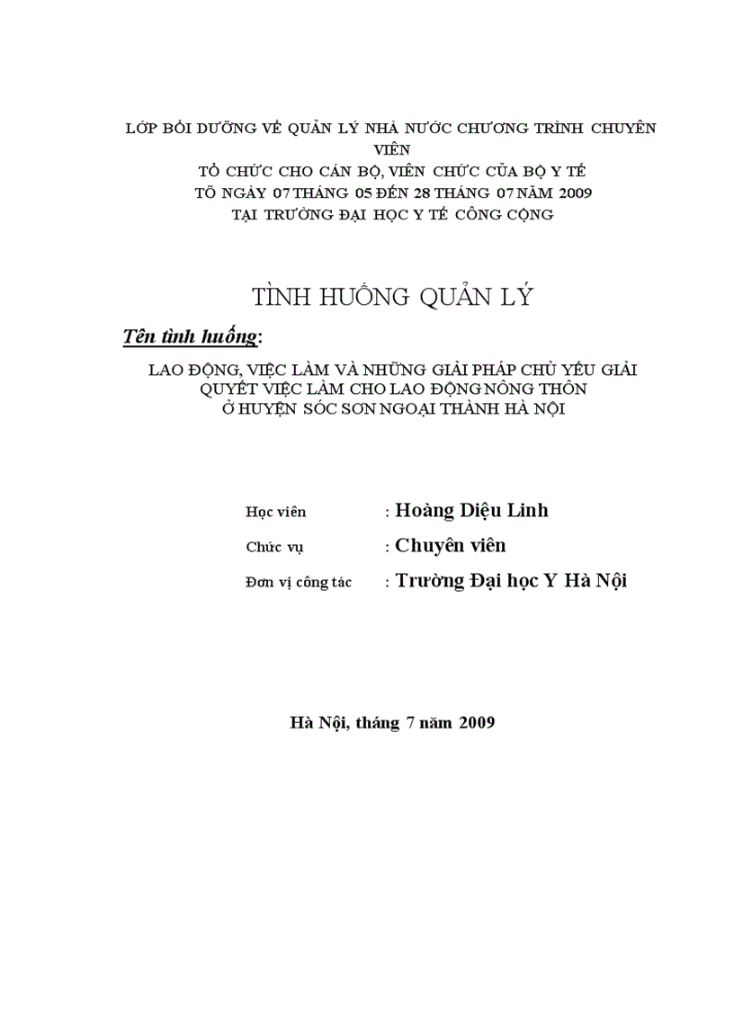 image for page Tình huống quản lý lao động, việc làm, và những giải pháp chủ yếu giải quyết việc làm cho lao động nông thôn ở huyện Sóc Sơn - ngoại thành Hà Nội