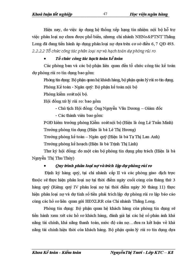 image for page Giải pháp hoàn thiện nghiệp vụ kế toán dự phòng rủi ro tín dụng hướng theo Chuẩn mực Kế toán Quốc tế tại chi nhánh NHNo&PTNT Thăng Long