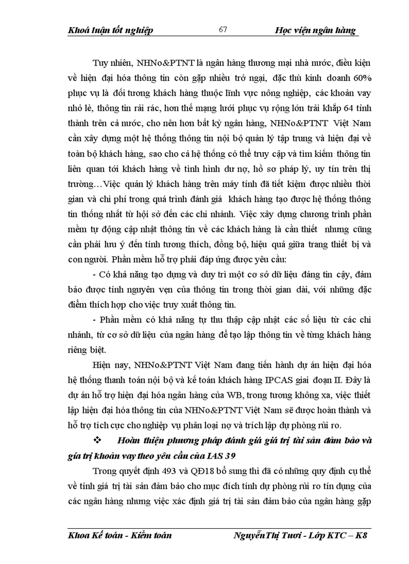 image for page Giải pháp hoàn thiện nghiệp vụ kế toán dự phòng rủi ro tín dụng hướng theo Chuẩn mực Kế toán Quốc tế tại chi nhánh NHNo&PTNT Thăng Long