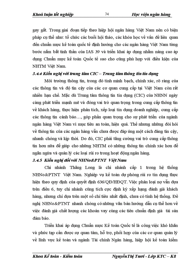 image for page Giải pháp hoàn thiện nghiệp vụ kế toán dự phòng rủi ro tín dụng hướng theo Chuẩn mực Kế toán Quốc tế tại chi nhánh NHNo&PTNT Thăng Long