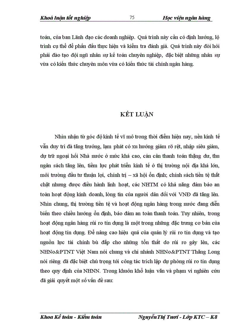 image for page Giải pháp hoàn thiện nghiệp vụ kế toán dự phòng rủi ro tín dụng hướng theo Chuẩn mực Kế toán Quốc tế tại chi nhánh NHNo&PTNT Thăng Long