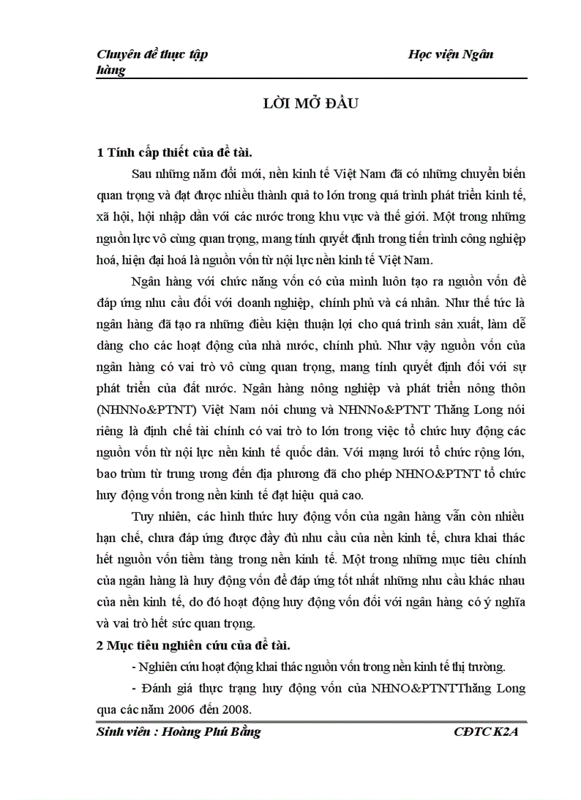 image for page Giải Pháp Phát Triển Huy Động Vốn Tại NHNO&PTNT Thăng Long