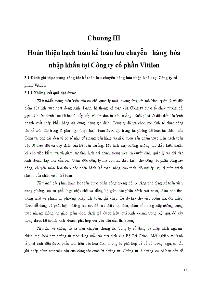 image for page Hoàn thiện công tác kế toán lưu chuyển hàng hoá nhập khẩu của công ty cổ phần Vitilen