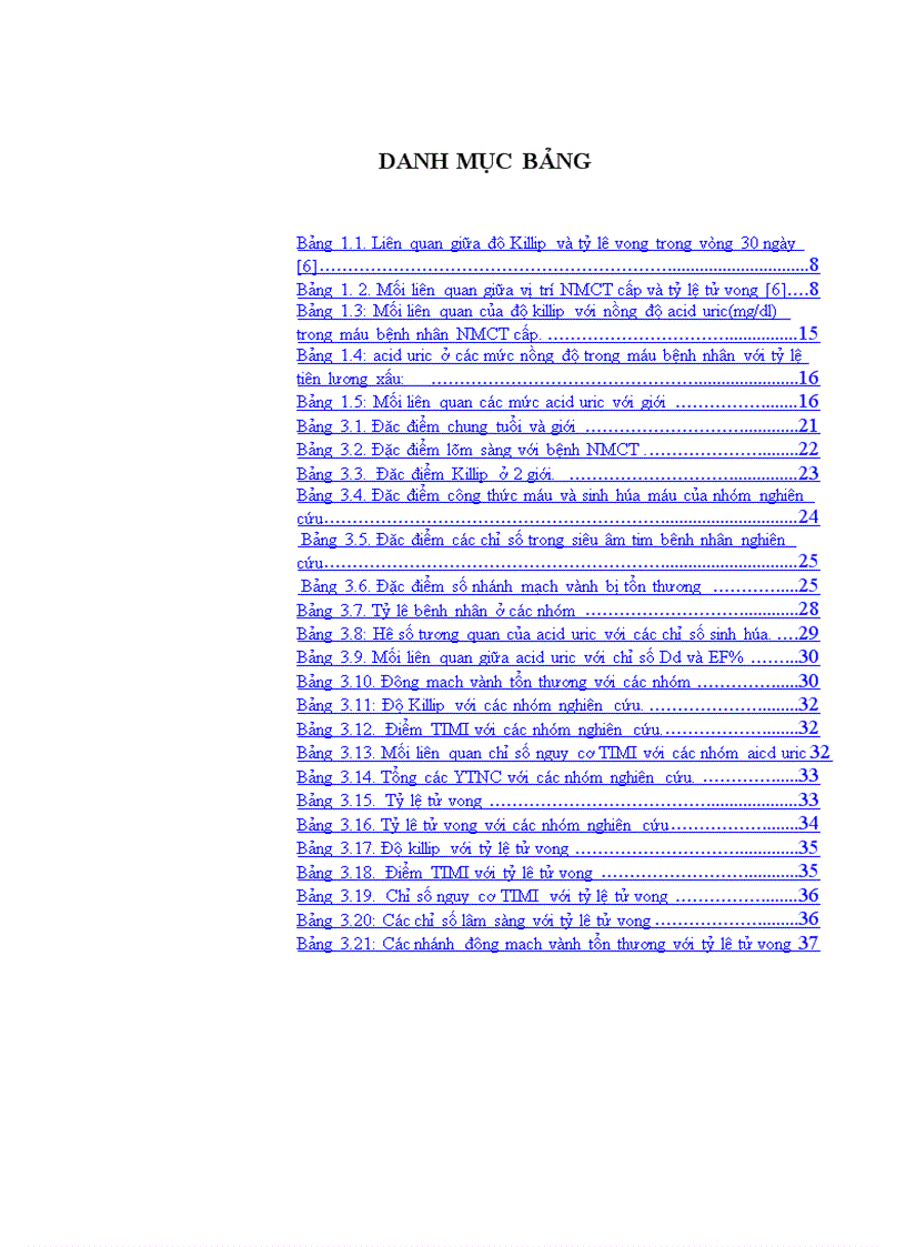 image for page Bước đầu tìm hiểu nồng độ acid uric trong máu bệnh nhân NMCT với yếu tố tiên luợng sớm của bệnh trong và sau điều trị 30 ngày