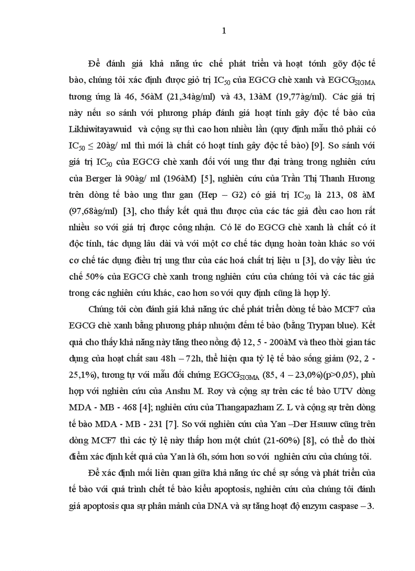 image for page Đánh giá khả năng ức chế sự phát triển dòng tế bào và khảo sát tác dụng của EGCG chè xanh gây chết tế bào theo chương trình (apoptosis) trên dòng tế bào ung thư vú