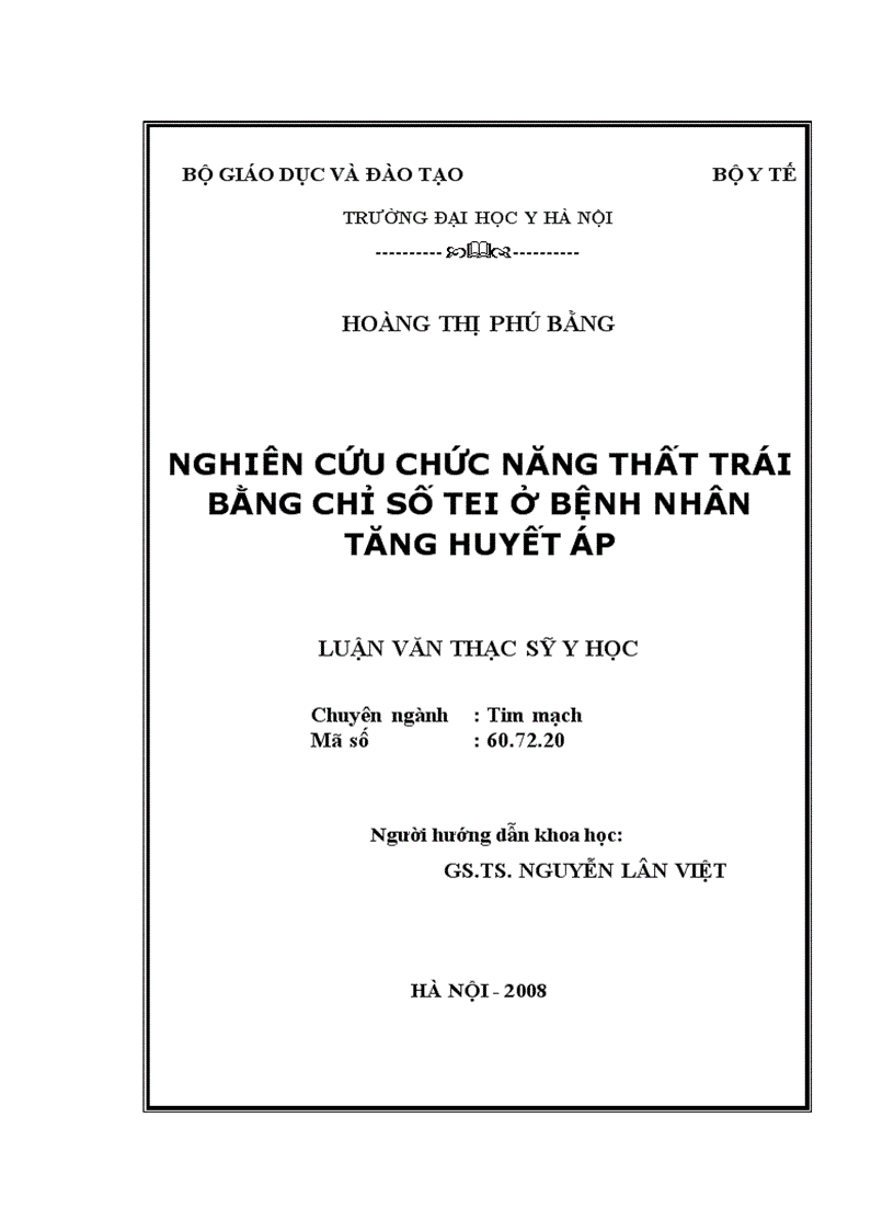 image for page Nghiên cứu chức năng thất trái bằng chỉ số Tei ở bệnh nhân tăng huyết áp