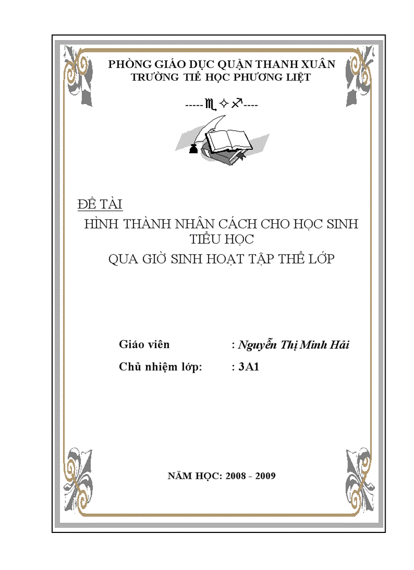 image for page Hình thành nhân cách cho học sinh qua các tiết sinh hoạt tập thể