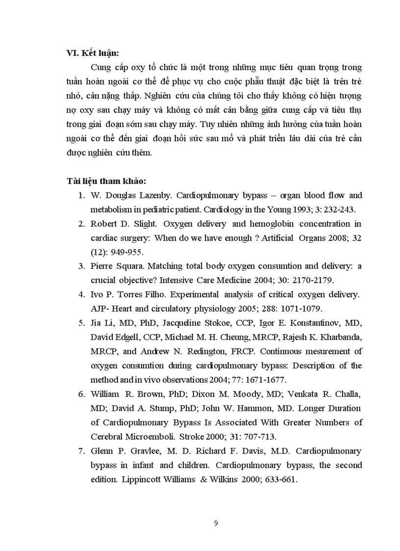 image for page Nghiên cứu sự thay đổi chỉ số Lactat trong máu và mối liên quan của nó với tiêu thụ oxy tổ chức trong tuần hoàn ngoài cơ thể ở trẻ có cân nặng ≤5kg.