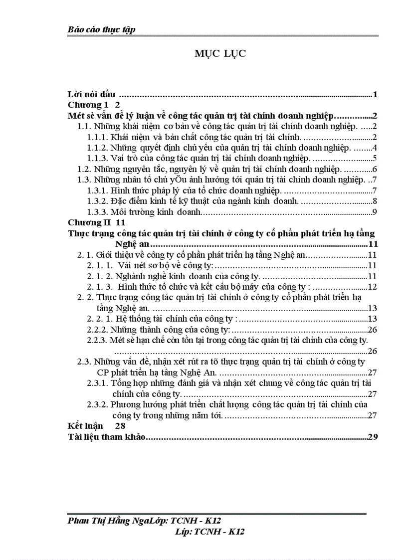 image for page Công tác quản trị tài chính ở công ty cổ phần phát triển hạ tầng Nghệ An
